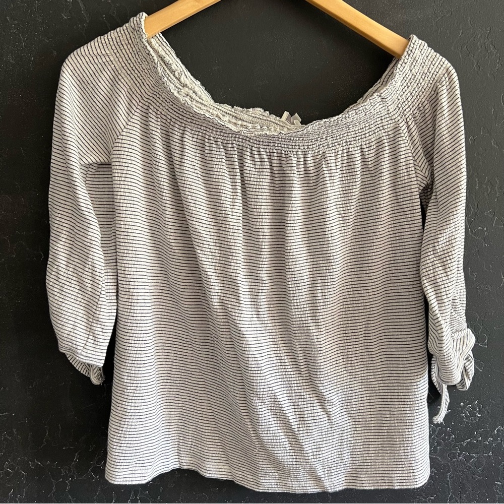 Lucky Striped Slouch Shoulder Top Size S